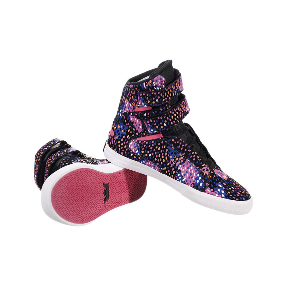 Baskets Montantes Supra Society Multicolore Black/Multicolor-White Femme | FKS-60513299